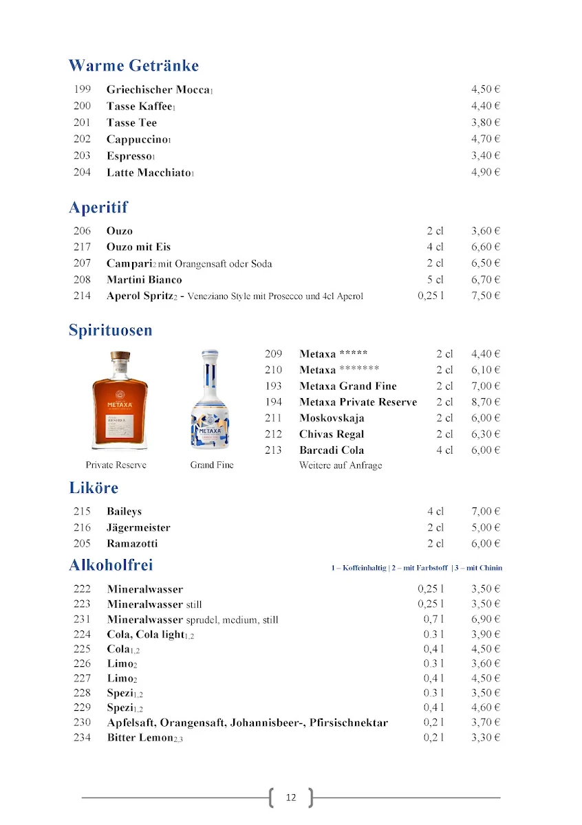 Speisekarte, Restaurant Delphi