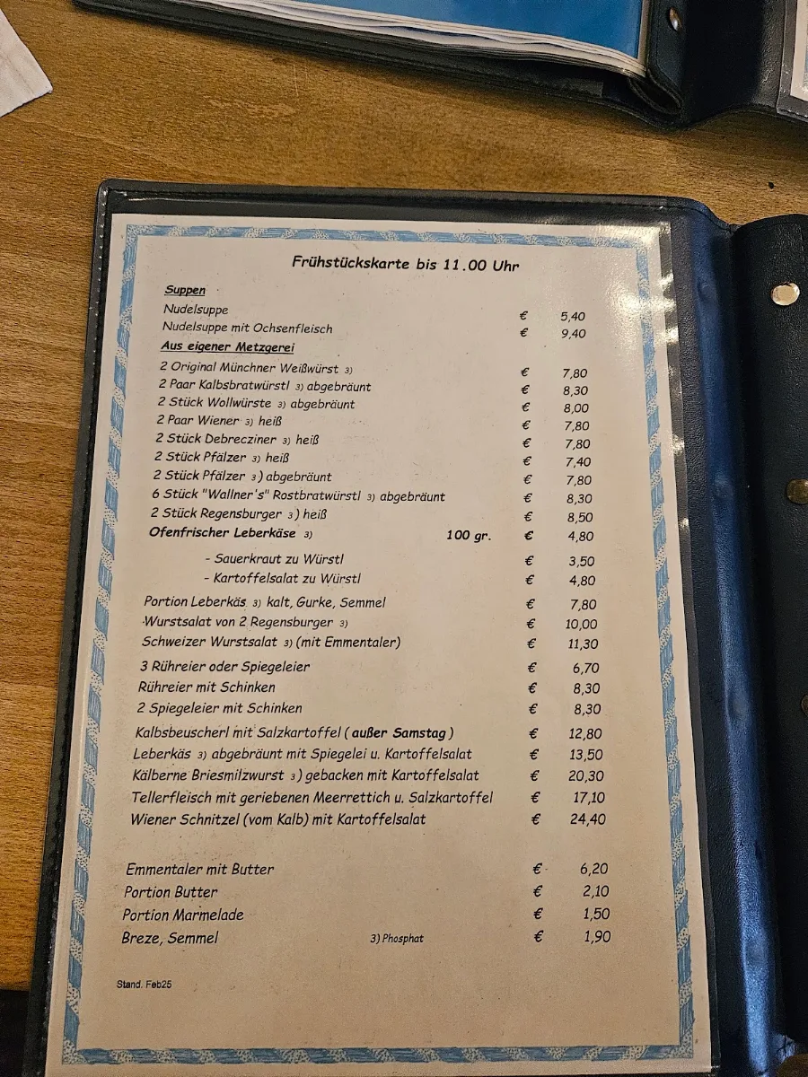 Speisekarte, Gaststätte Großmarkthalle