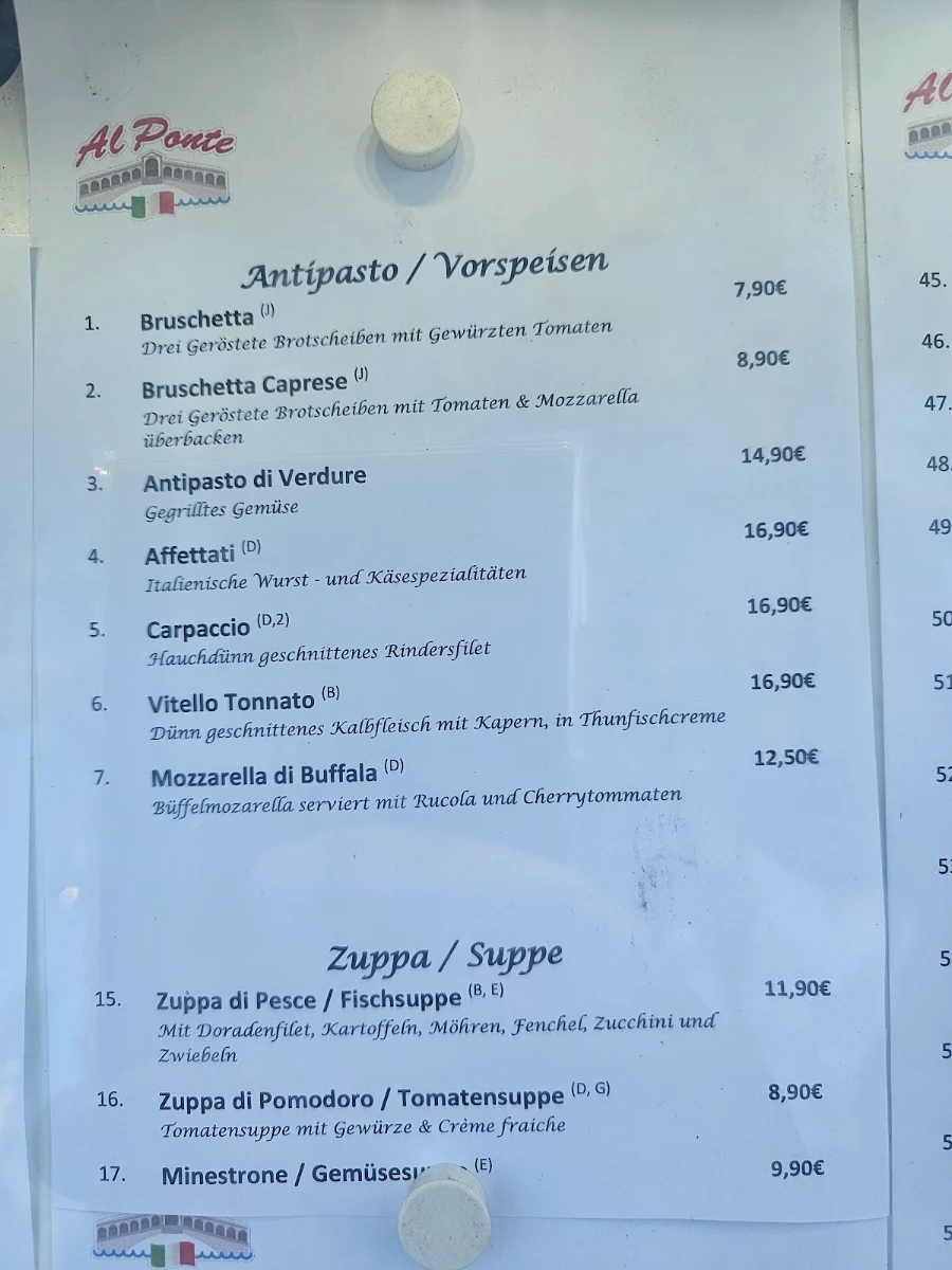 Speisekarte, Al Ponte