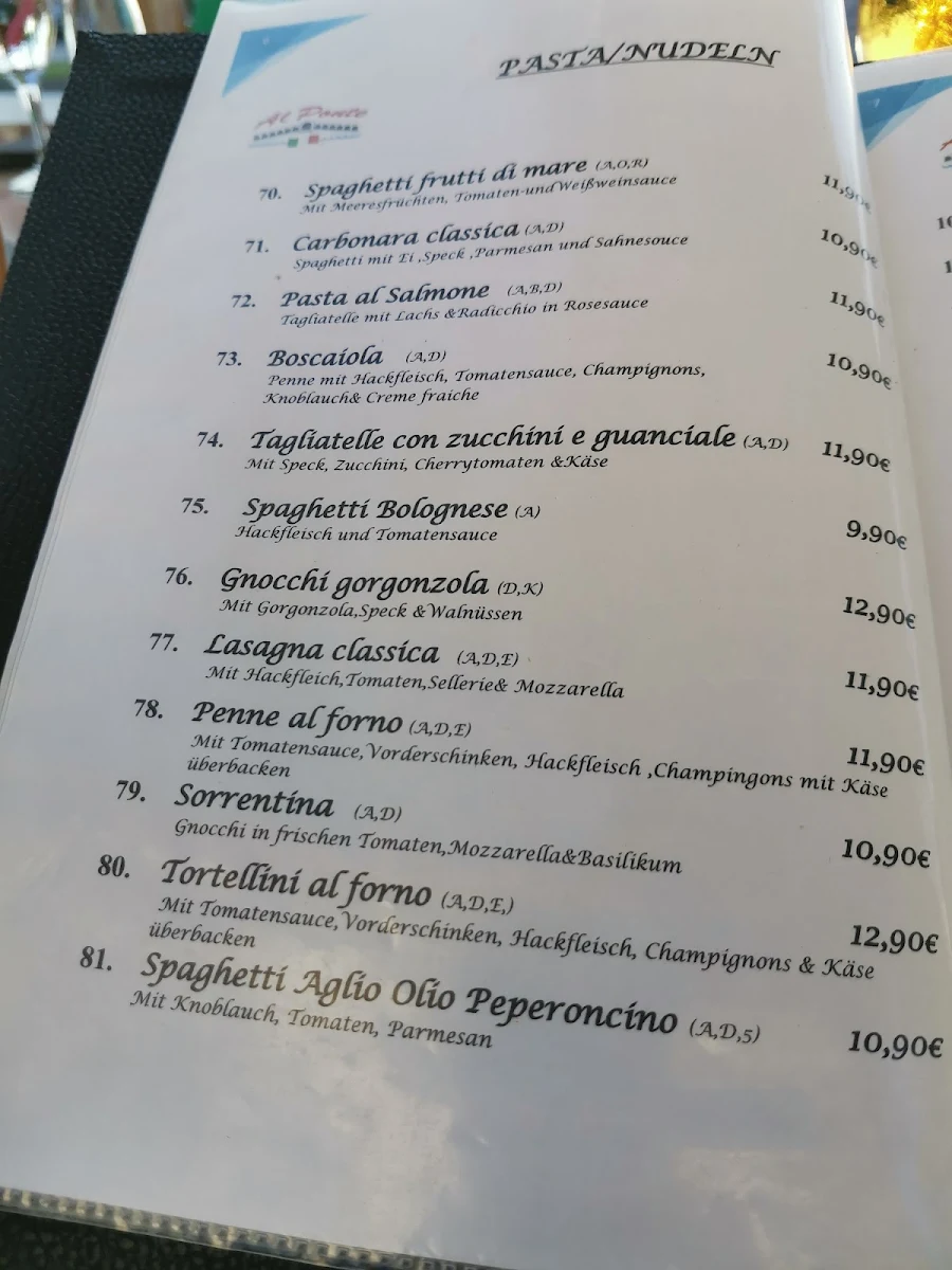 Speisekarte, Al Ponte