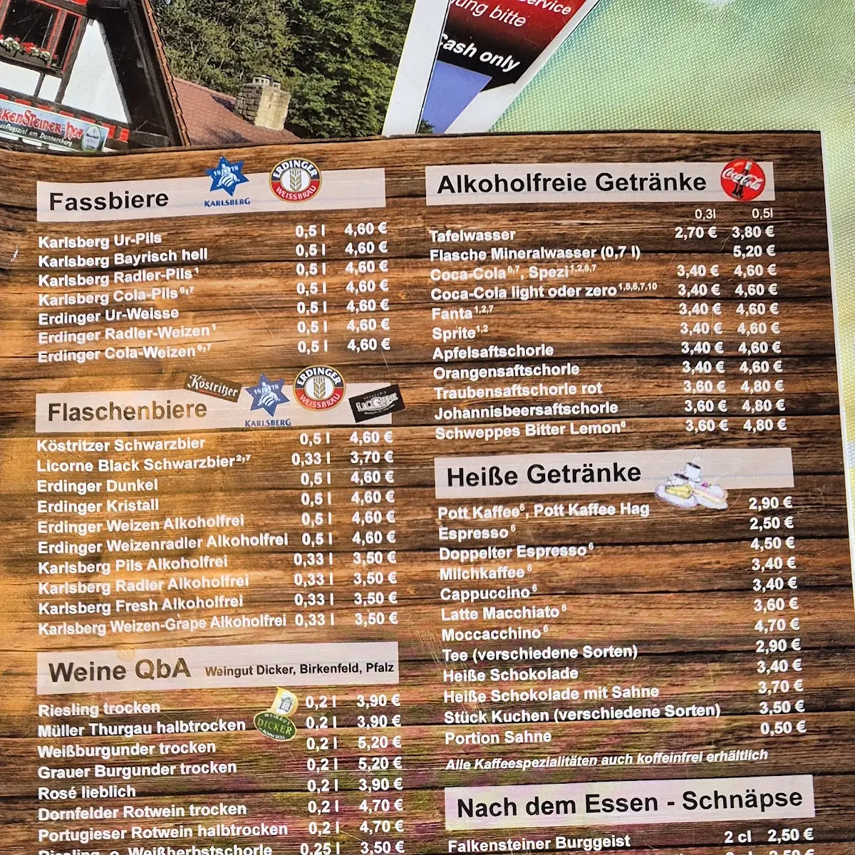Speisekarte, Falkensteiner Hof