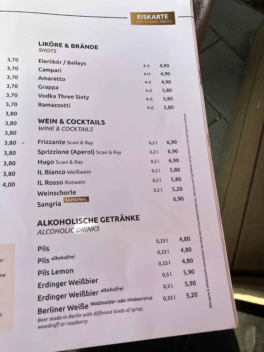 Speisekarte, Café La Luna