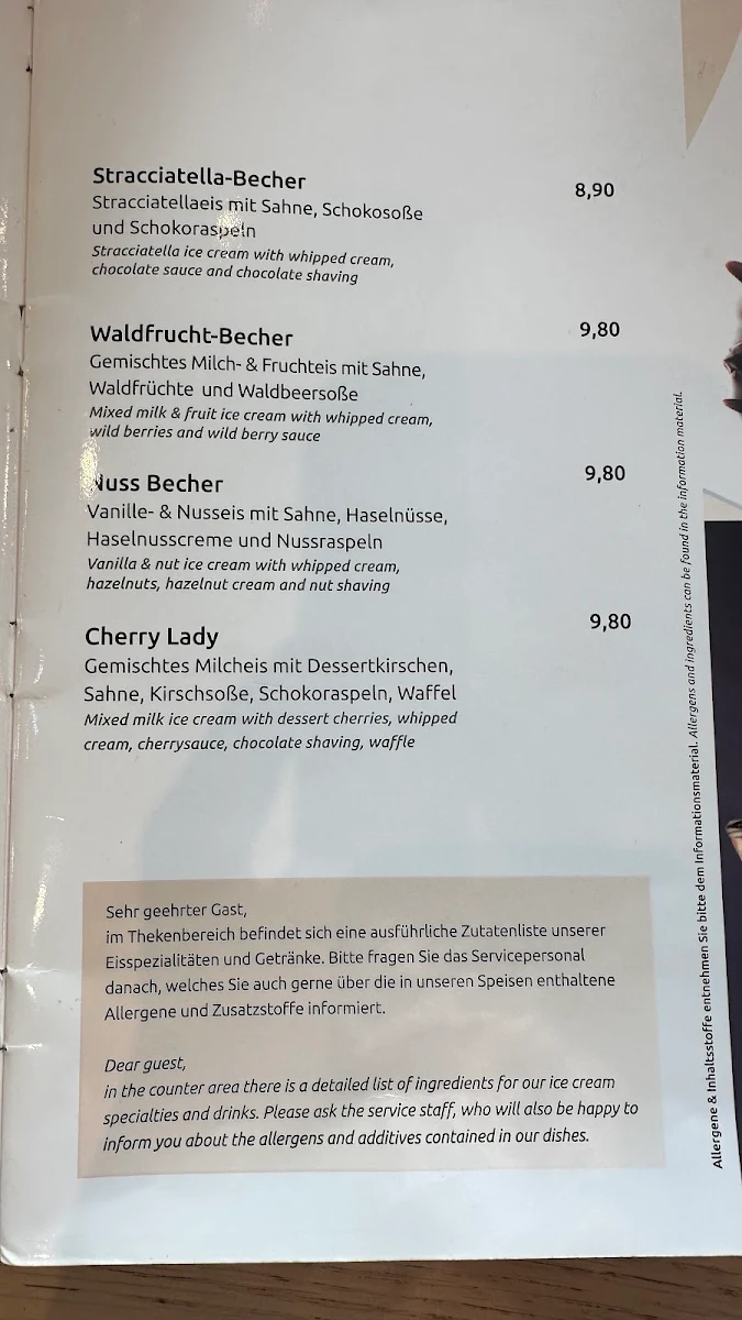 Speisekarte, Café La Luna