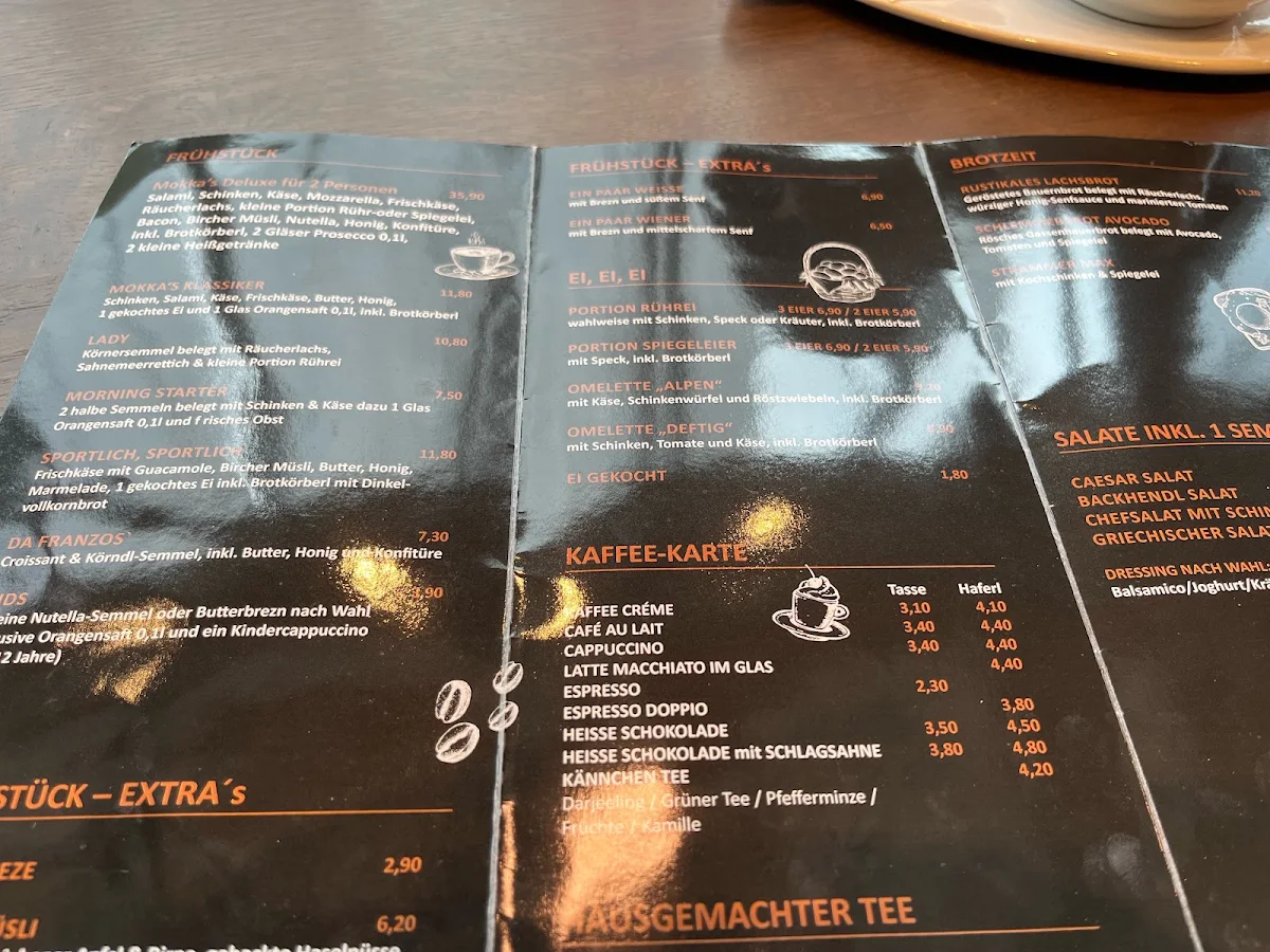 Speisekarte, Mokka Isarcenter