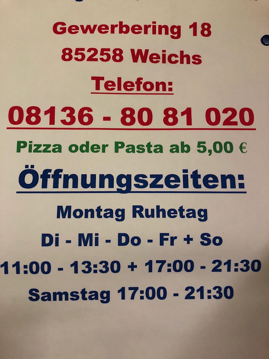 Speisekarte, ORIGINAL DA FRANCO