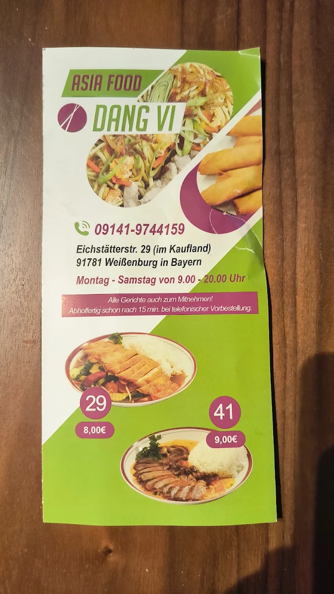 Speisekarte, DANG VI ASIA FOOD