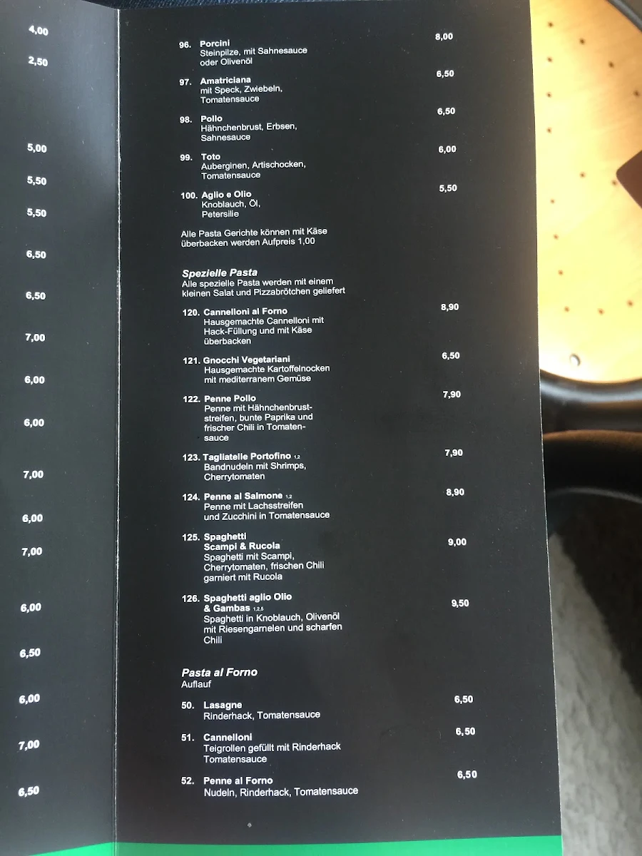 Speisekarte, Pizzeria Pizz e Cor Neuss