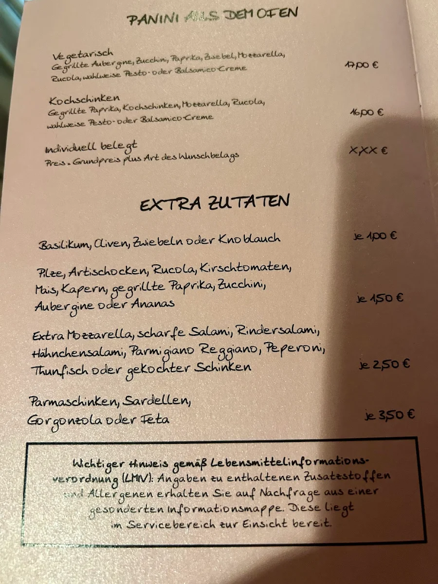 Speisekarte, Pfeiffer's PIZZA