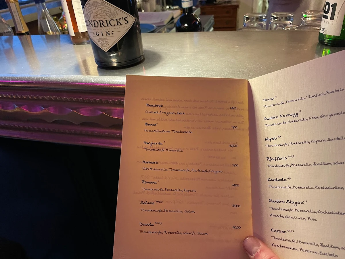 Speisekarte, Pfeiffer's PIZZA