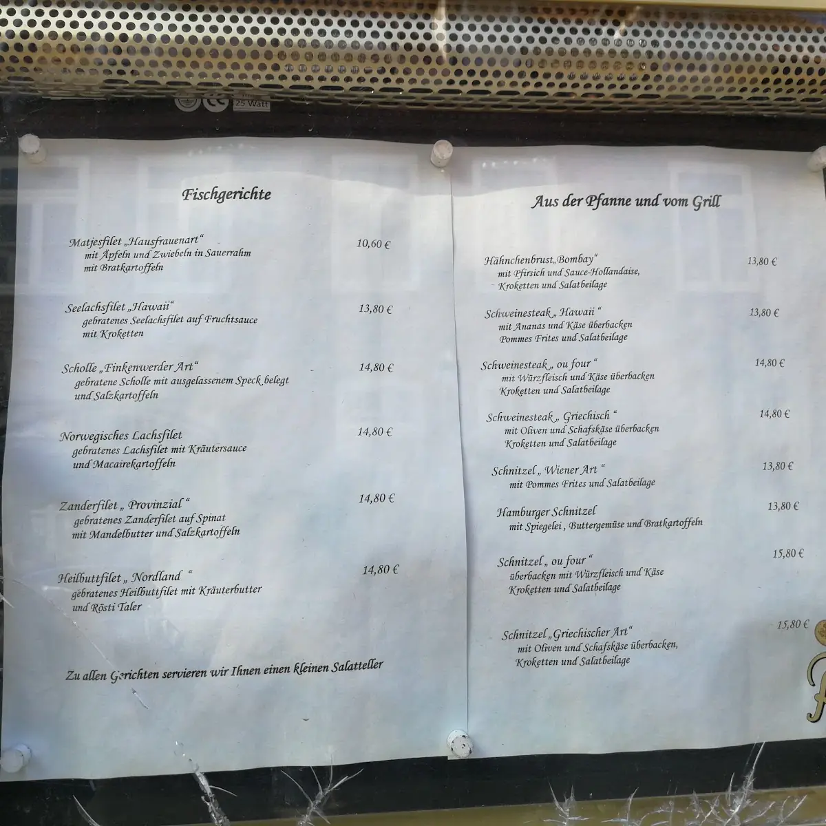 Speisekarte, Café Körner