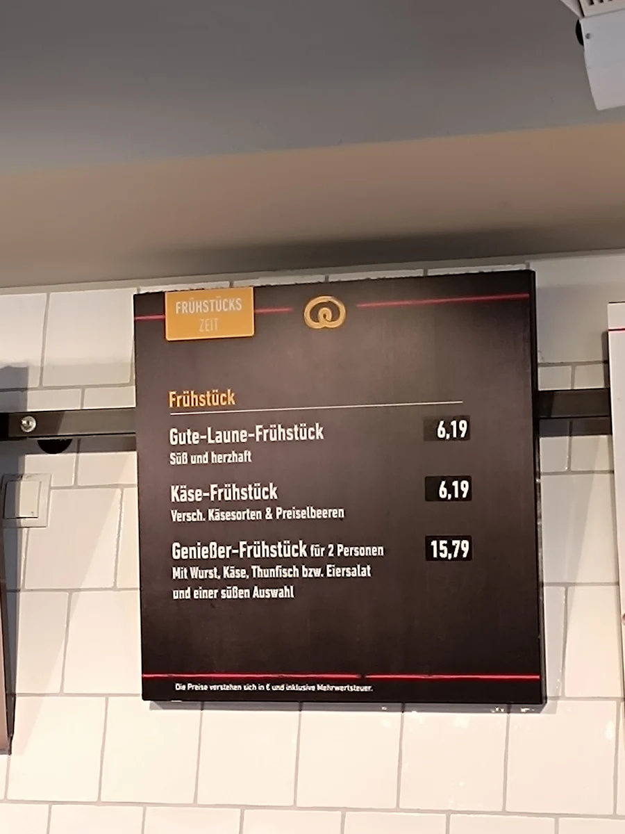 Speisekarte, Kamps Bäckerei mit Backstube