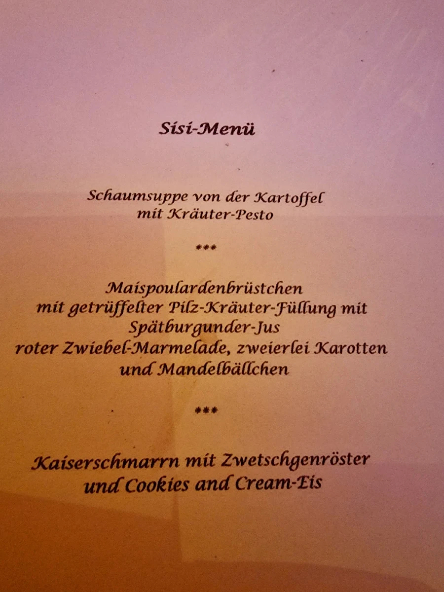 Speisekarte, Schlosswirtschaft Schwaige Nymphenburg GmbH