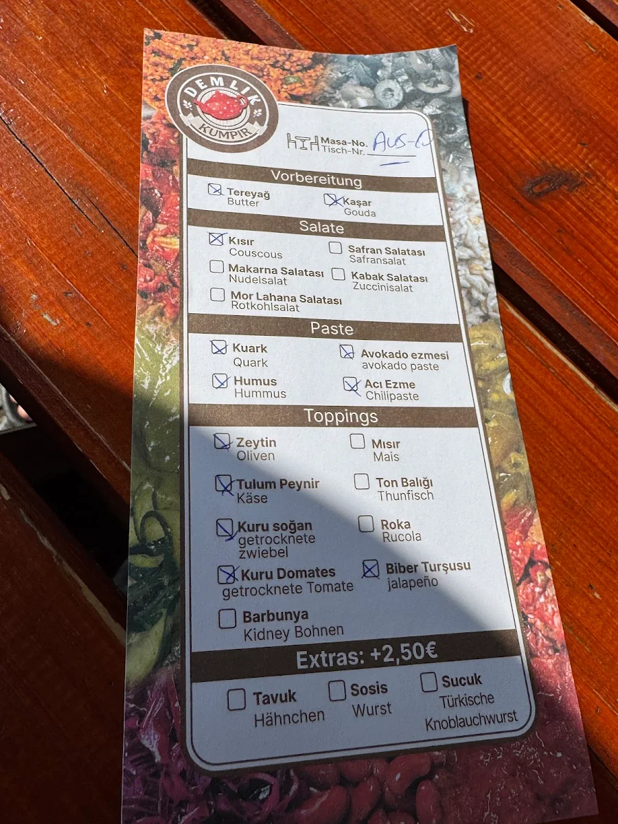Speisekarte, Demlik Künefecim Café