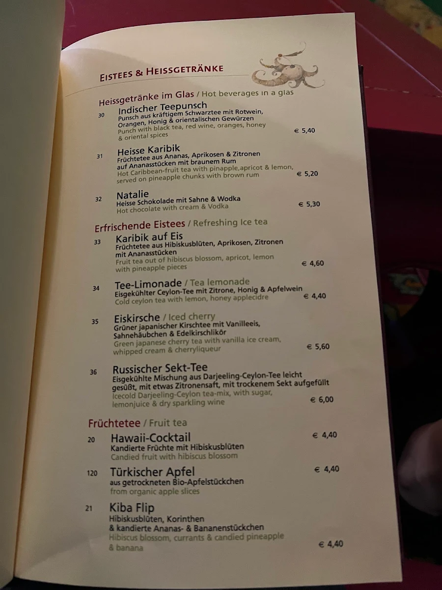 Speisekarte, Tadshikische Teestube