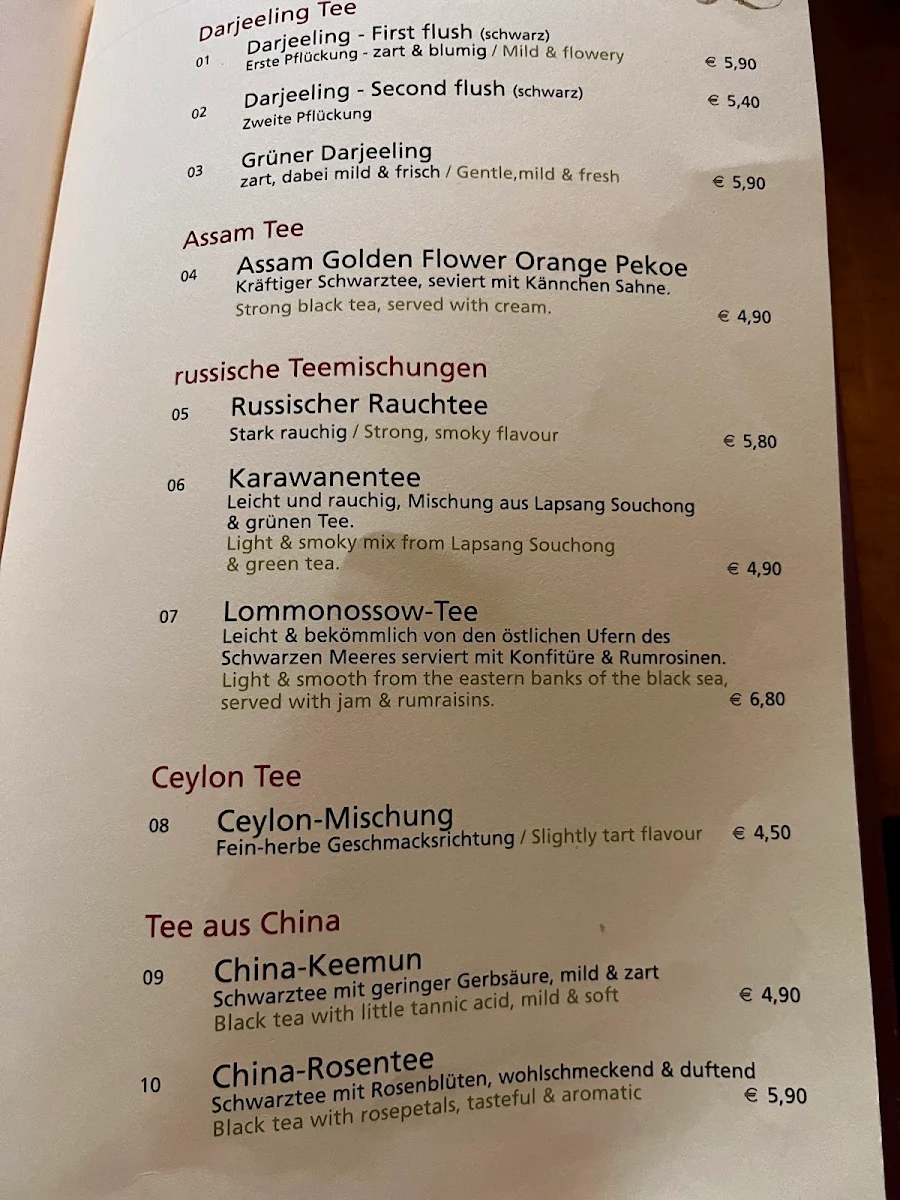 Speisekarte, Tadshikische Teestube