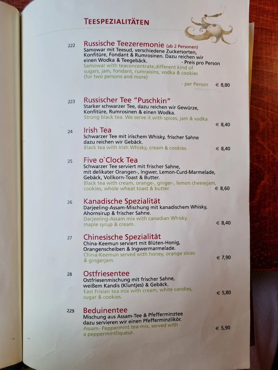 Speisekarte, Tadshikische Teestube