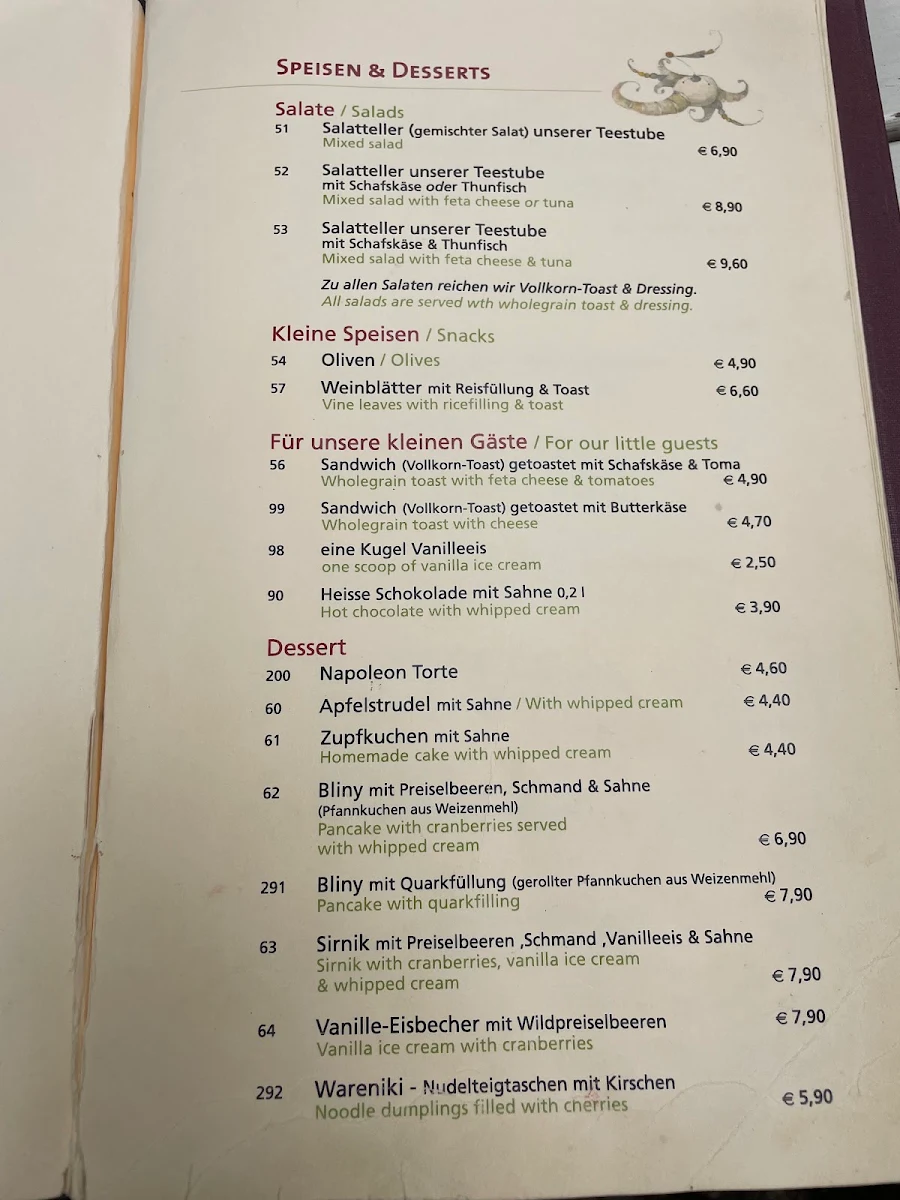 Speisekarte, Tadshikische Teestube