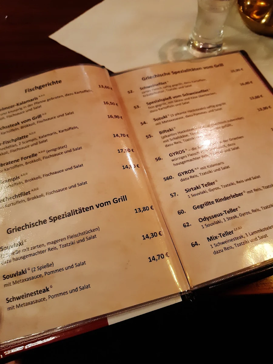 Speisekarte, Restaurant EL GRECO