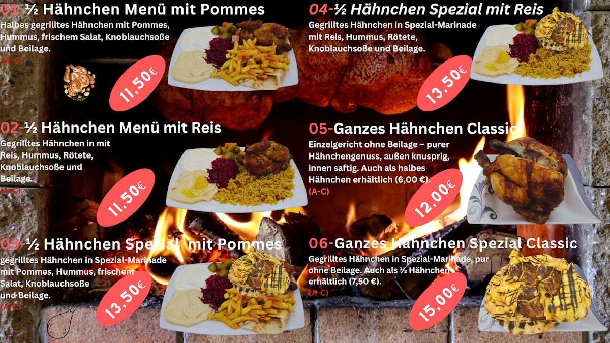 Speisekarte, Agan Chickenhaus