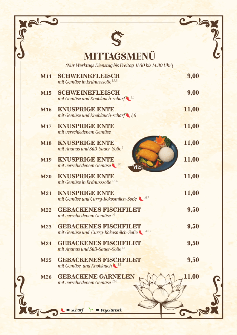 Speisekarte, Restaurant Long Quan