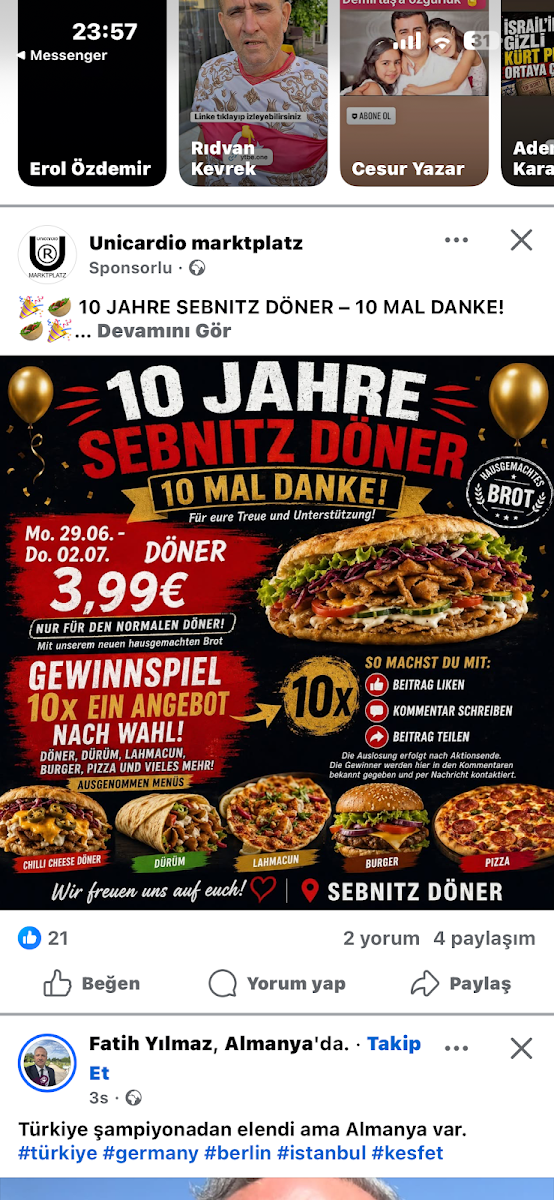 Speisekarte, Sebnitz Döner