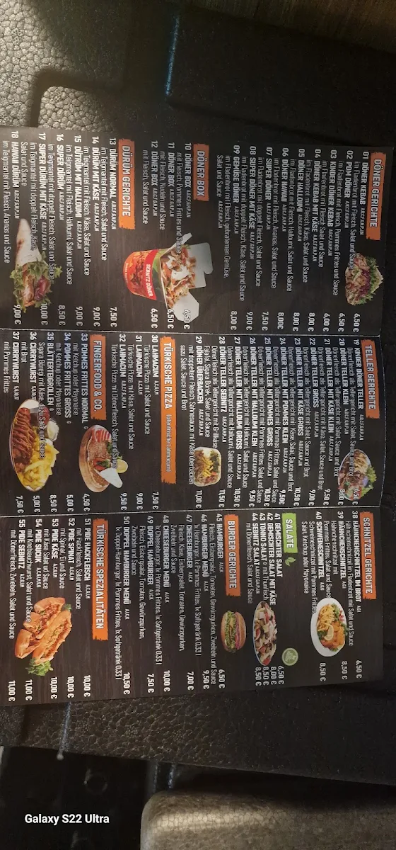 Speisekarte, Sebnitz Döner