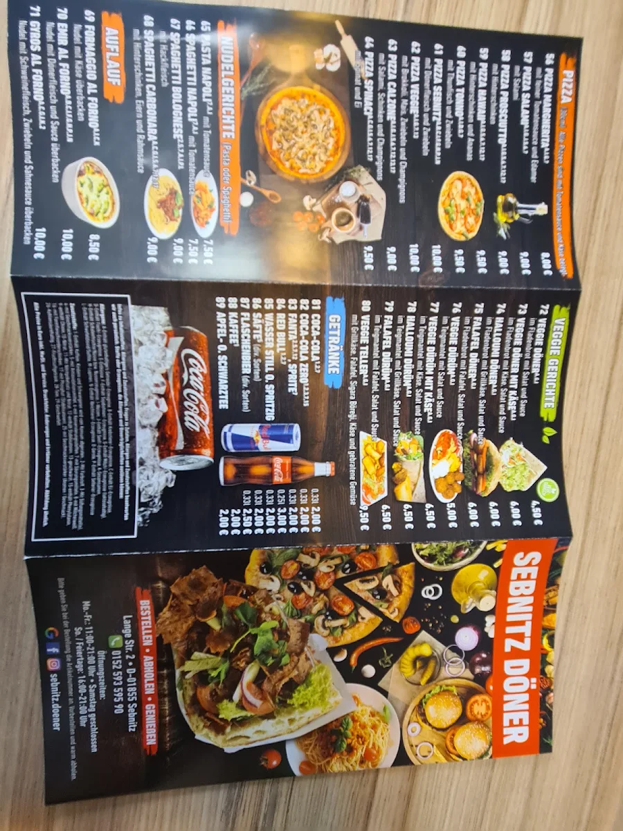 Speisekarte, Sebnitz Döner