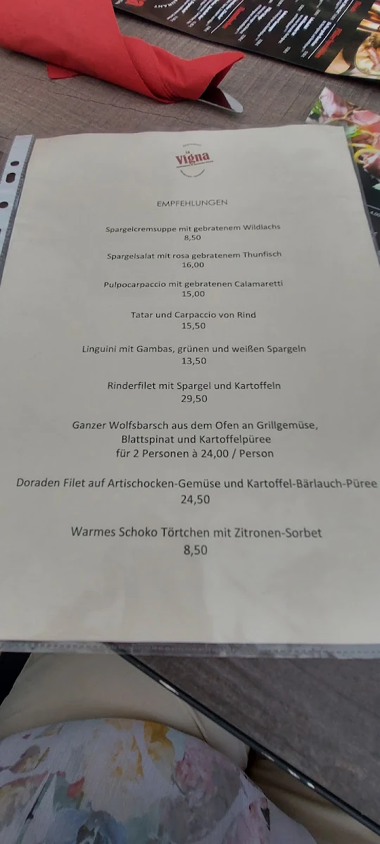 Speisekarte, Marienhof Weinstube-Restaurant
