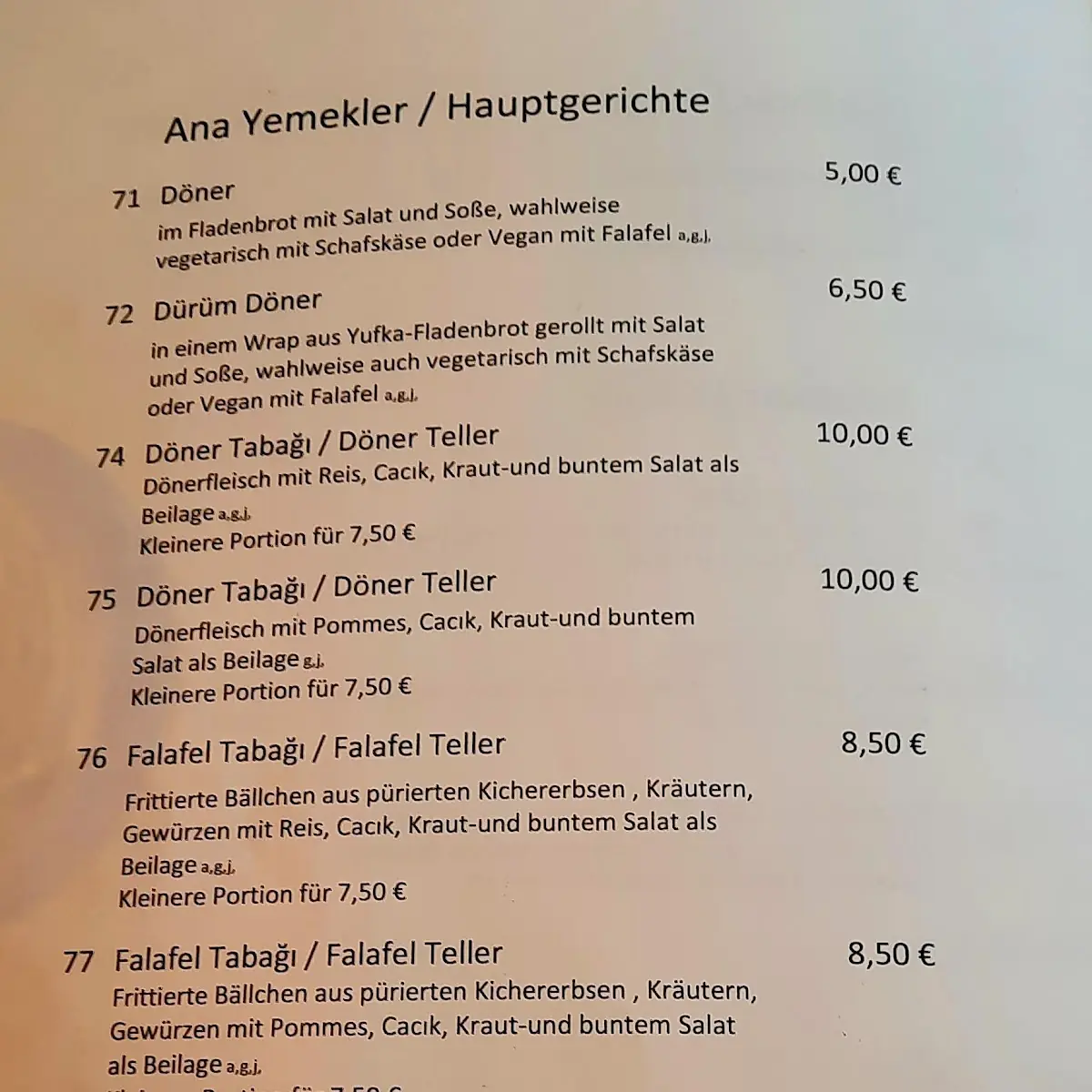 Speisekarte photo 3