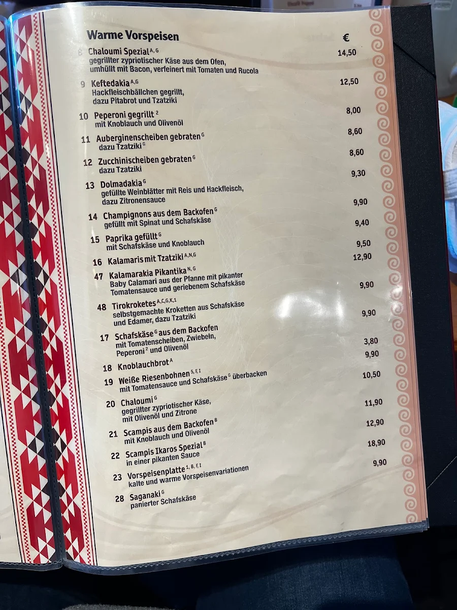 Speisekarte, Ikaros