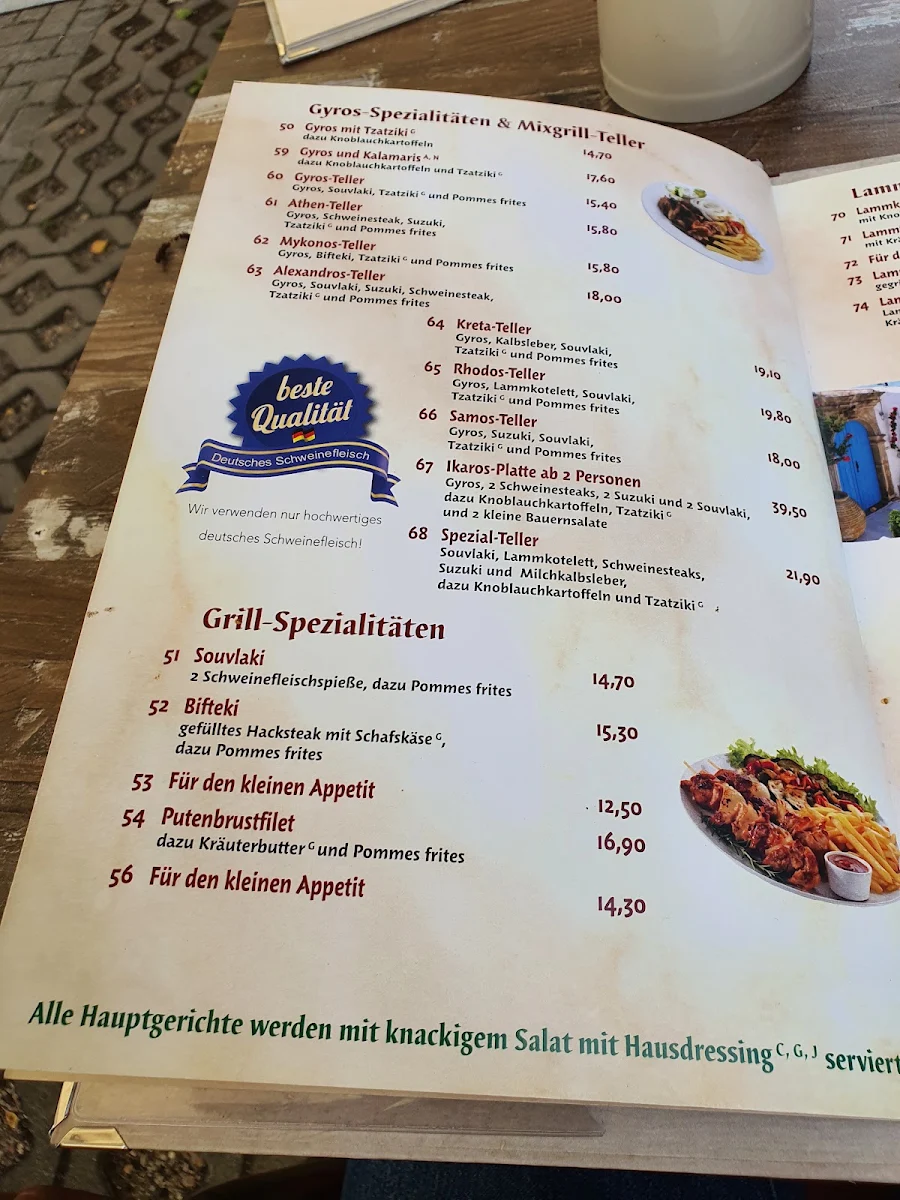 Speisekarte, Ikaros