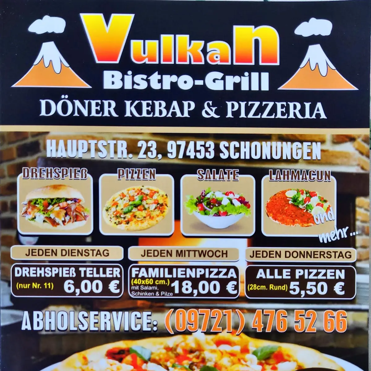 Speisekarte, Vulkan Bistro Grill