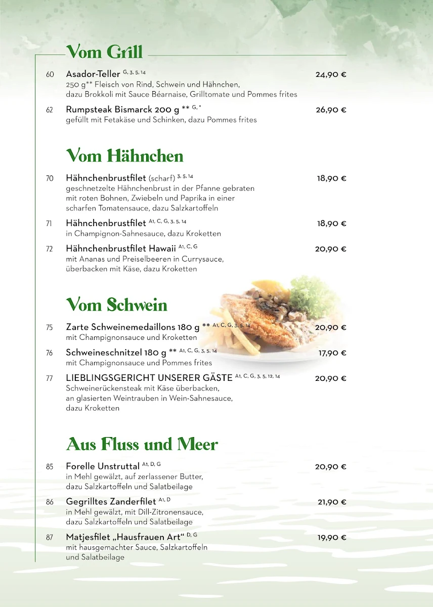 Speisekarte, Asador Steakhaus zum Seeblick