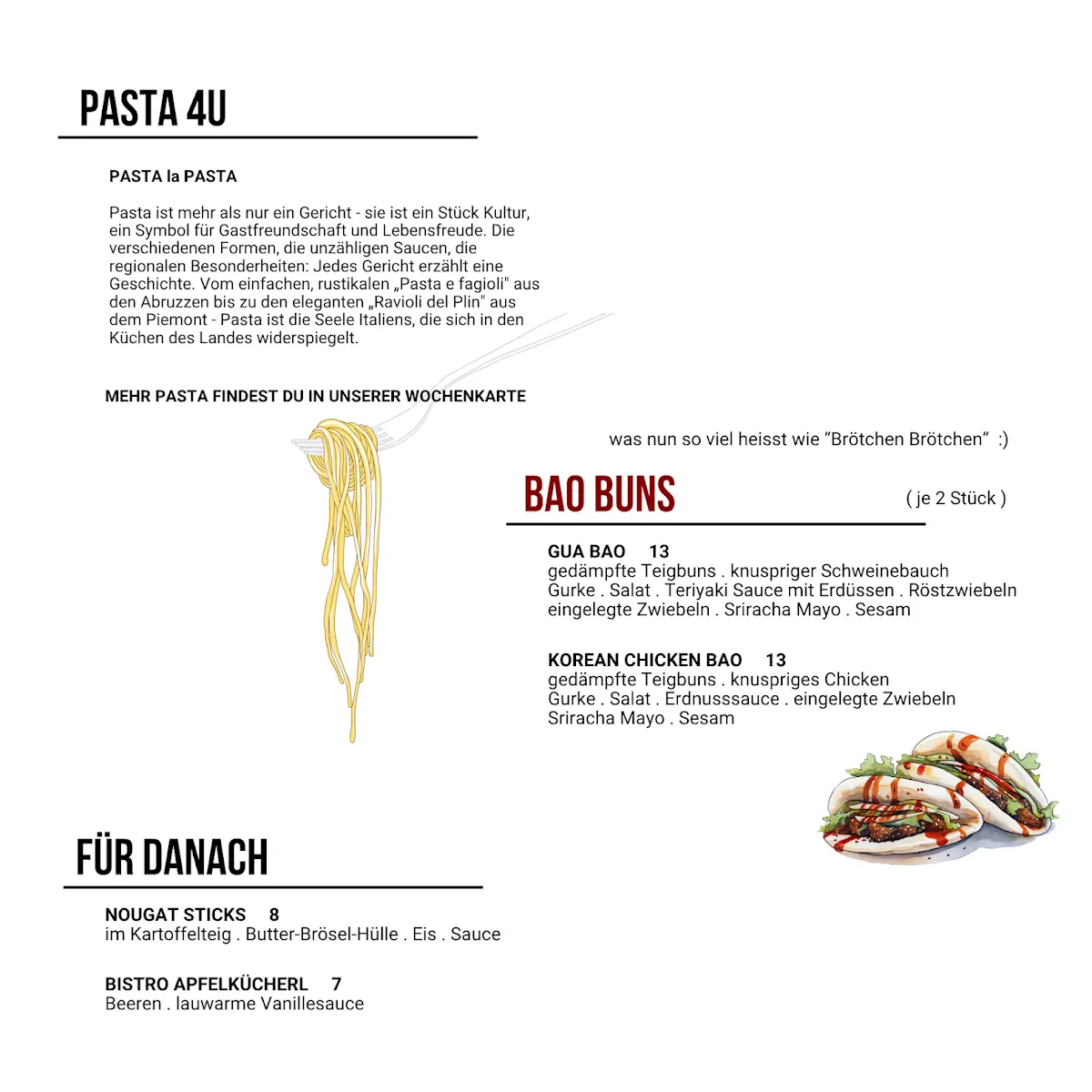 Speisekarte, Das Bistro & Kleinkunstbühne - Laufen