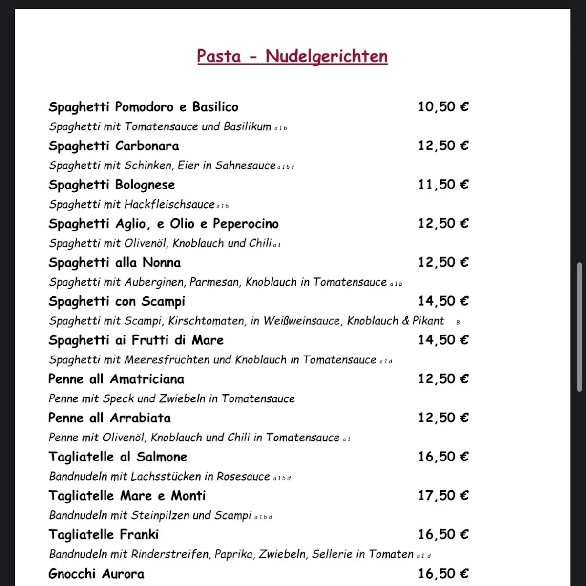 Speisekarte photo 5