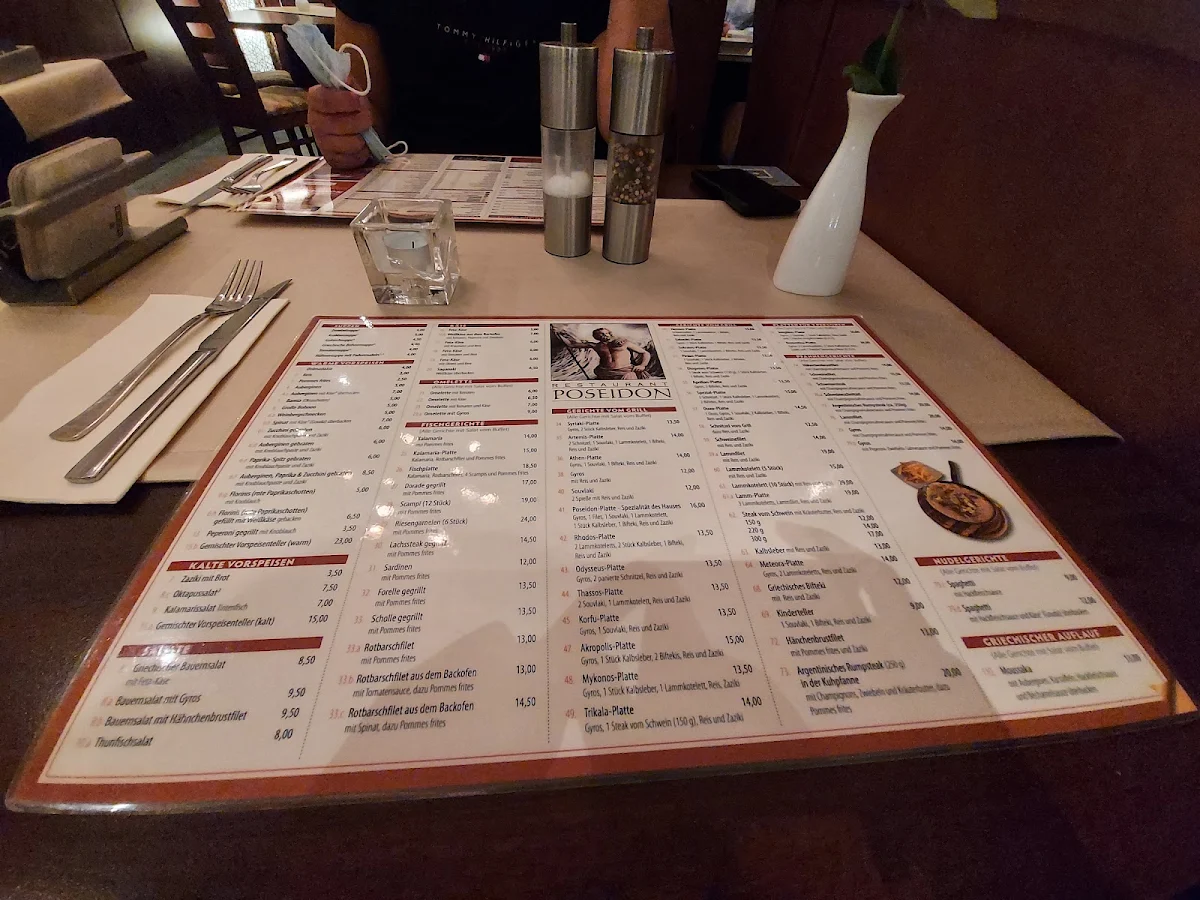 Speisekarte, Restaurant Poseidon - Dimi Mitsioulas