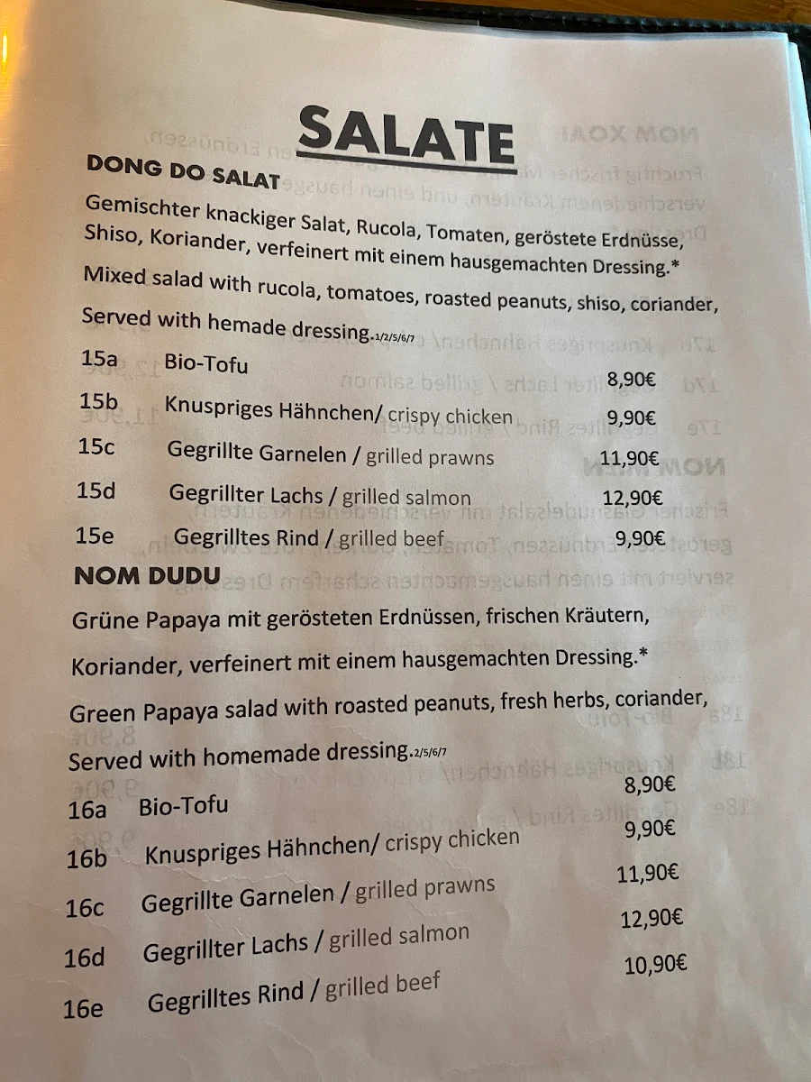 Speisekarte, Dong Do Restaurant