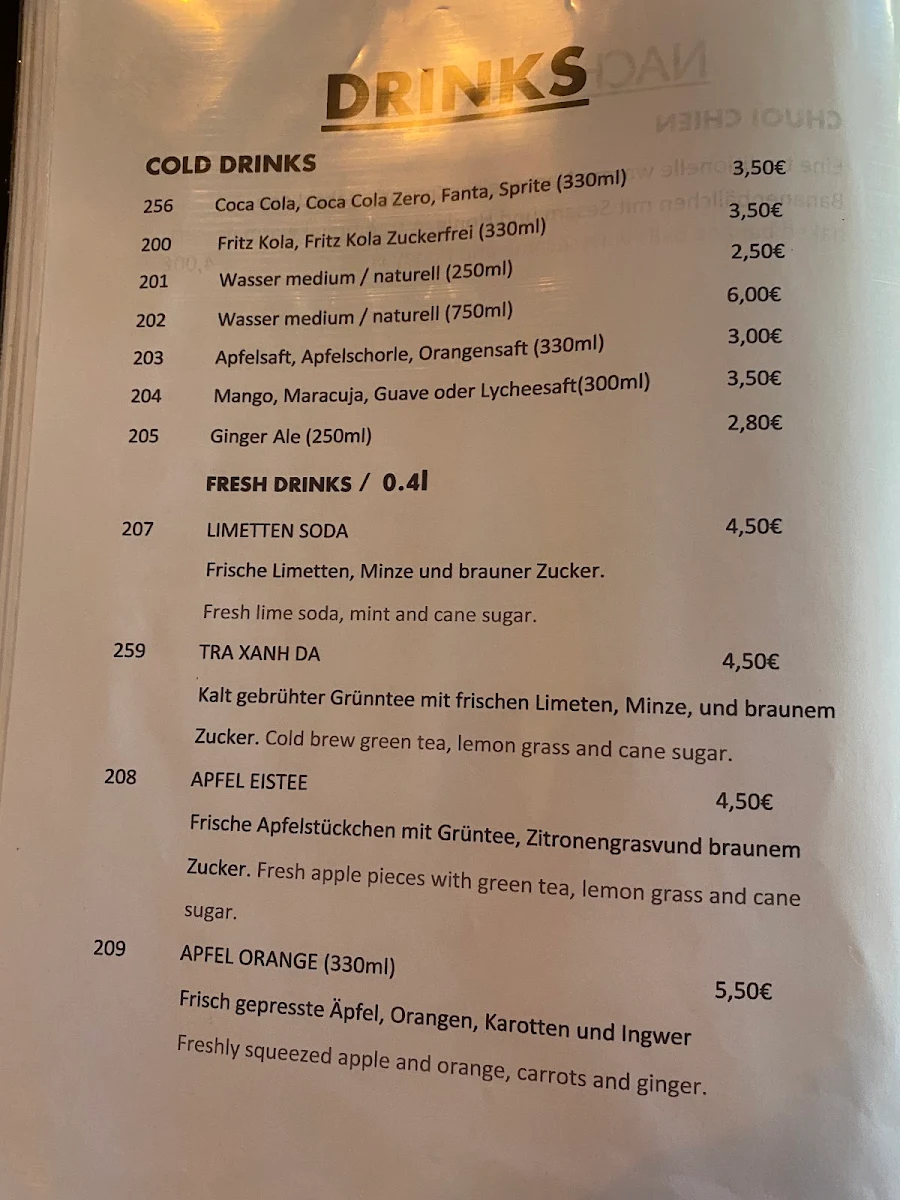 Speisekarte, Dong Do Restaurant