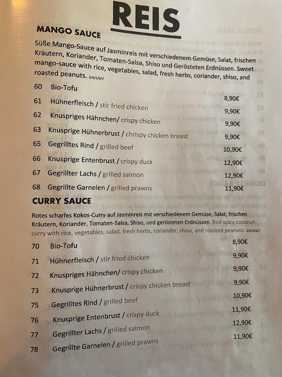 Speisekarte, Dong Do Restaurant