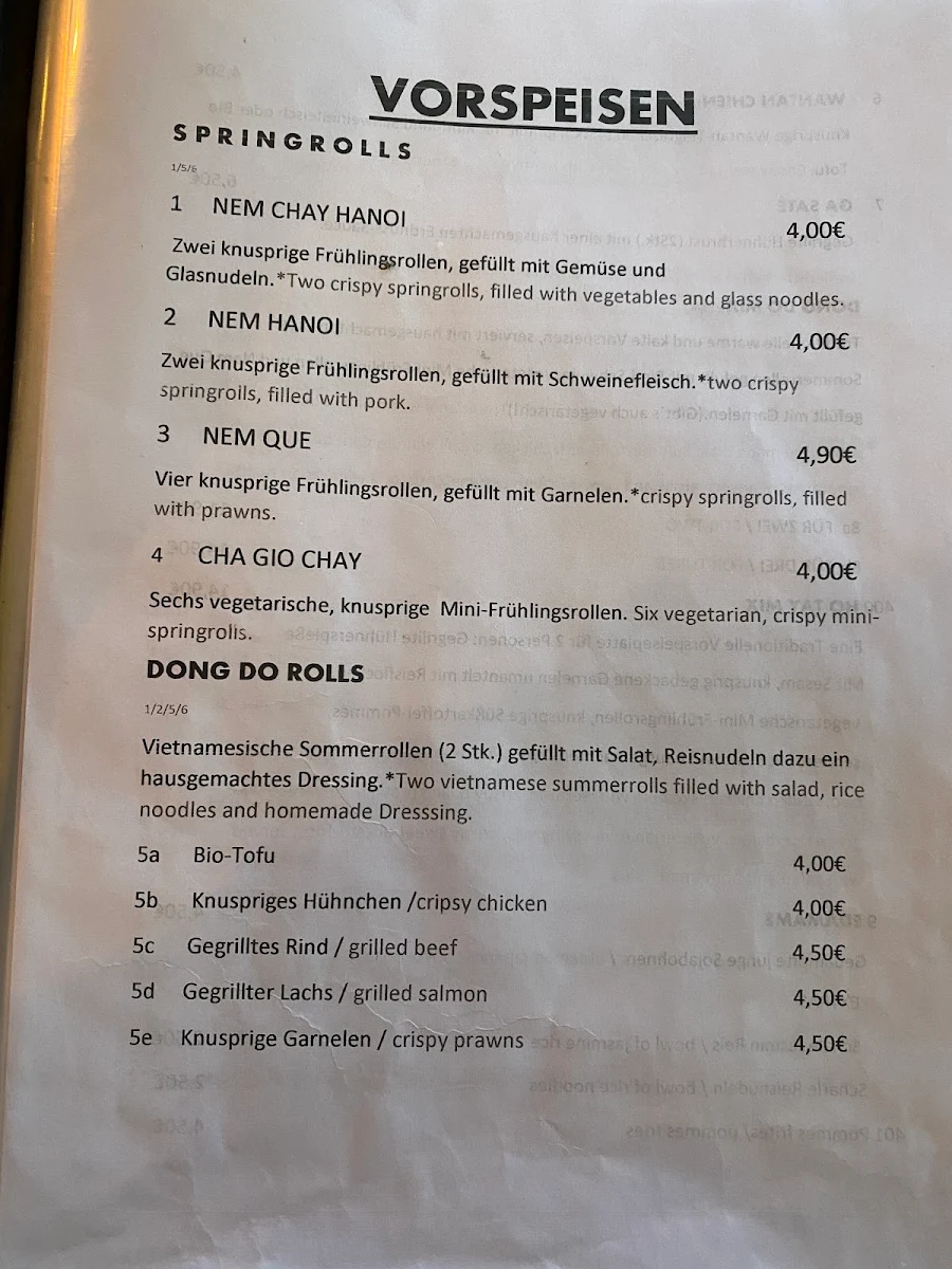 Speisekarte, Dong Do Restaurant