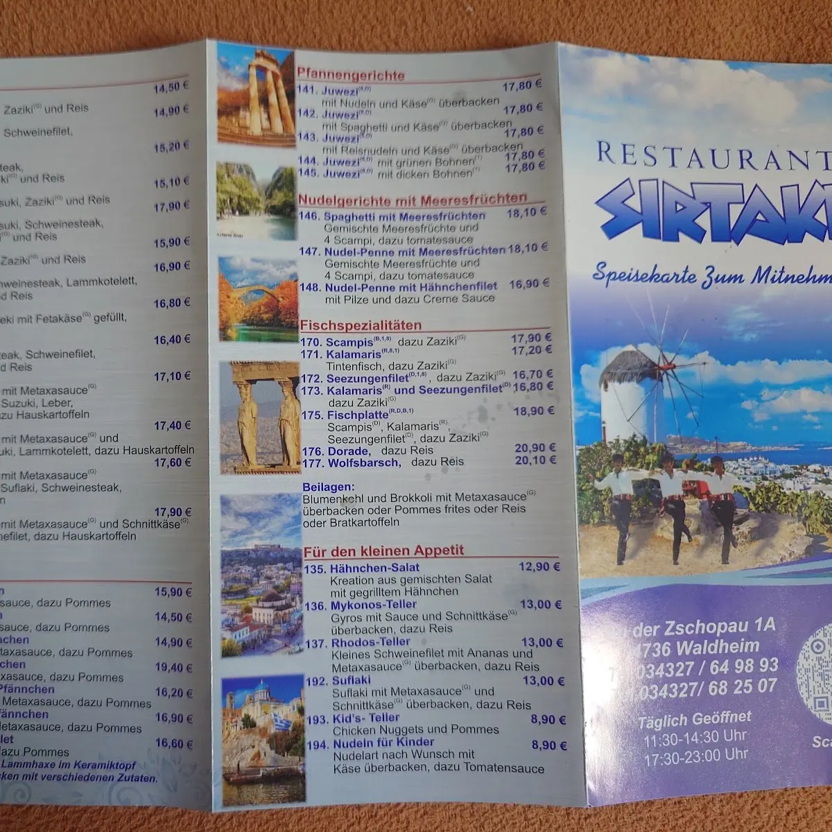 Speisekarte, SIRTAKI • Griechisches Restaurant