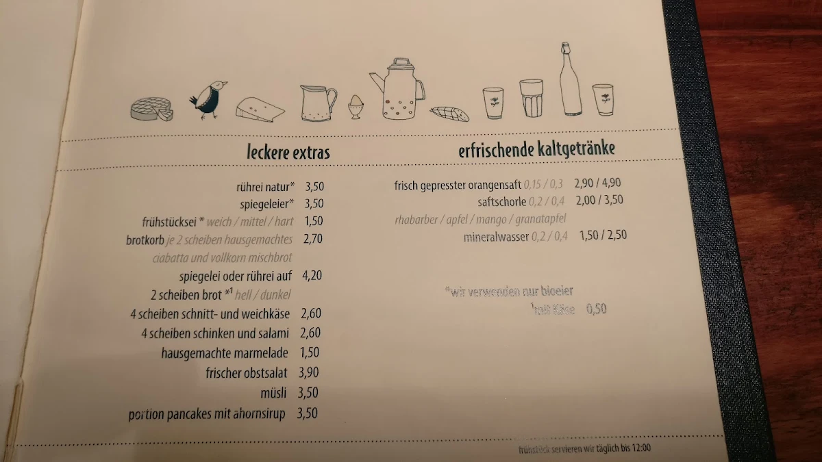 Speisekarte, Caros Konditorei und Café