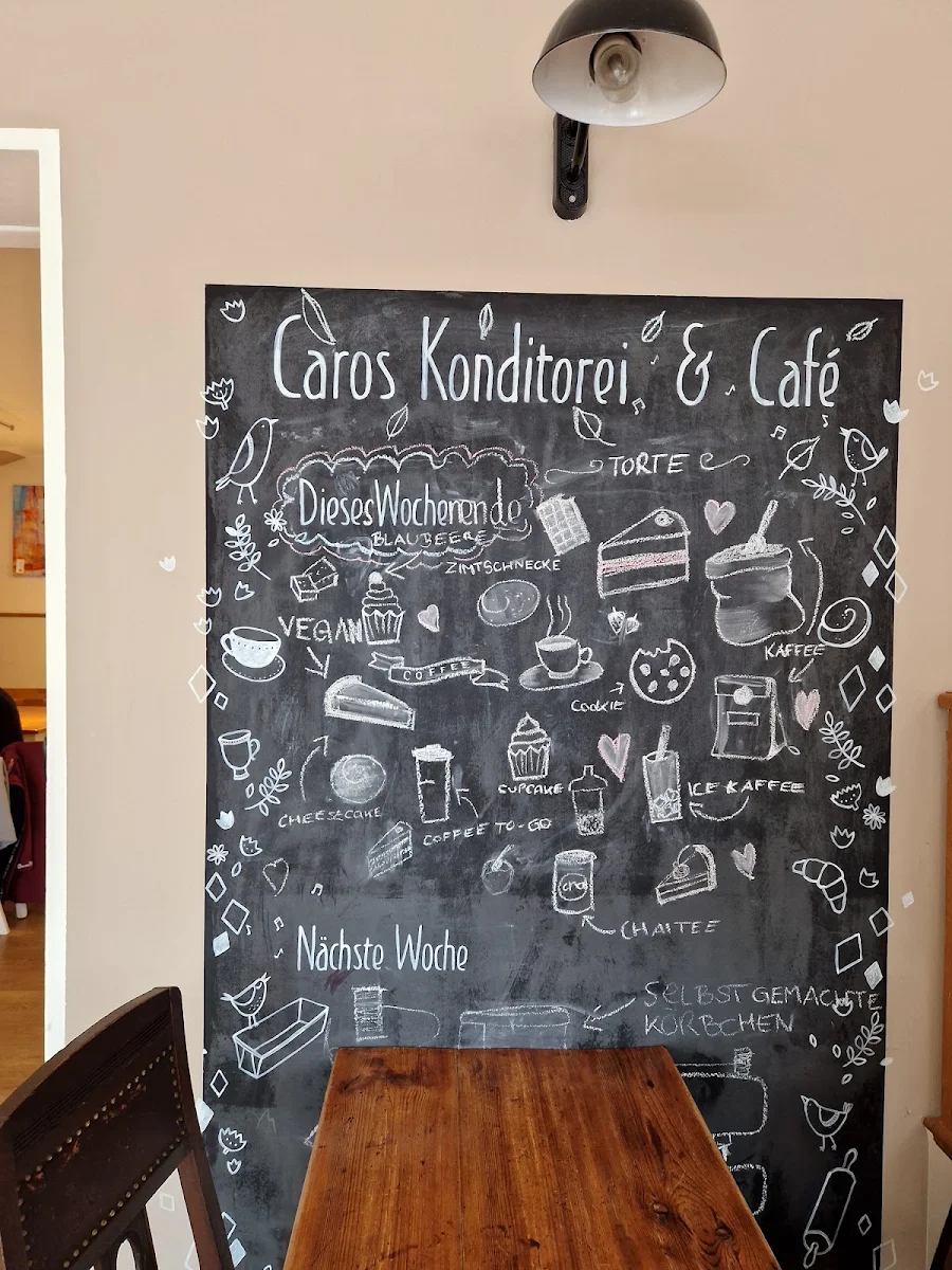 Speisekarte, Caros Konditorei und Café