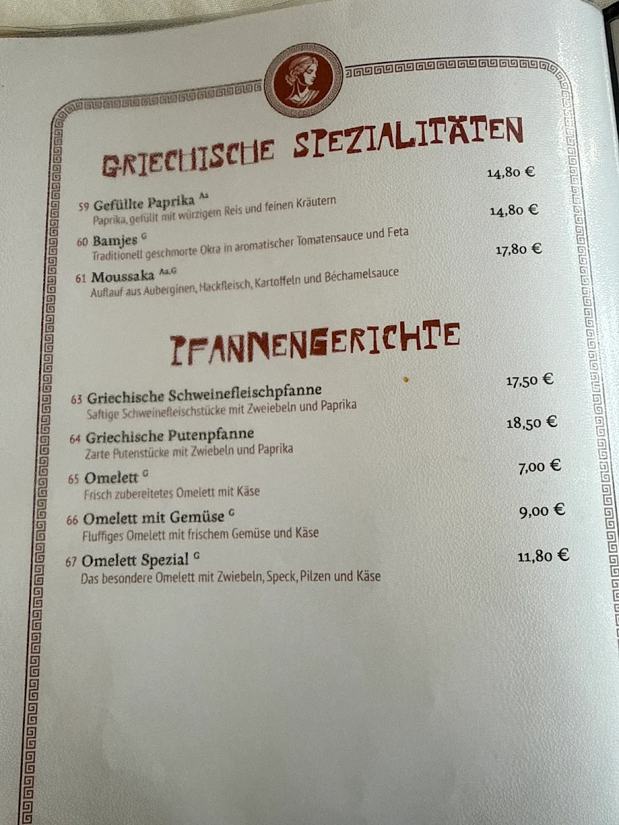 Speisekarte, Restaurant Kreta