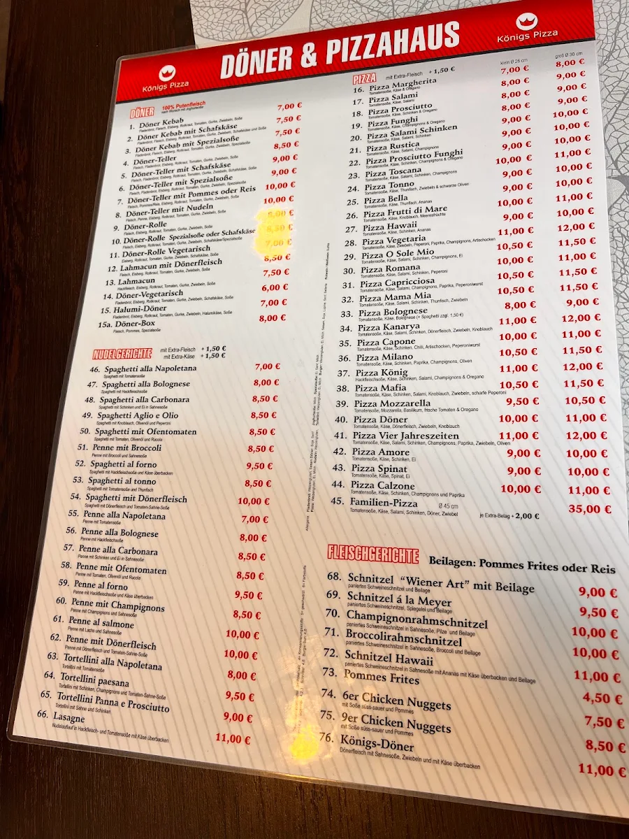 Speisekarte, Königspizza
