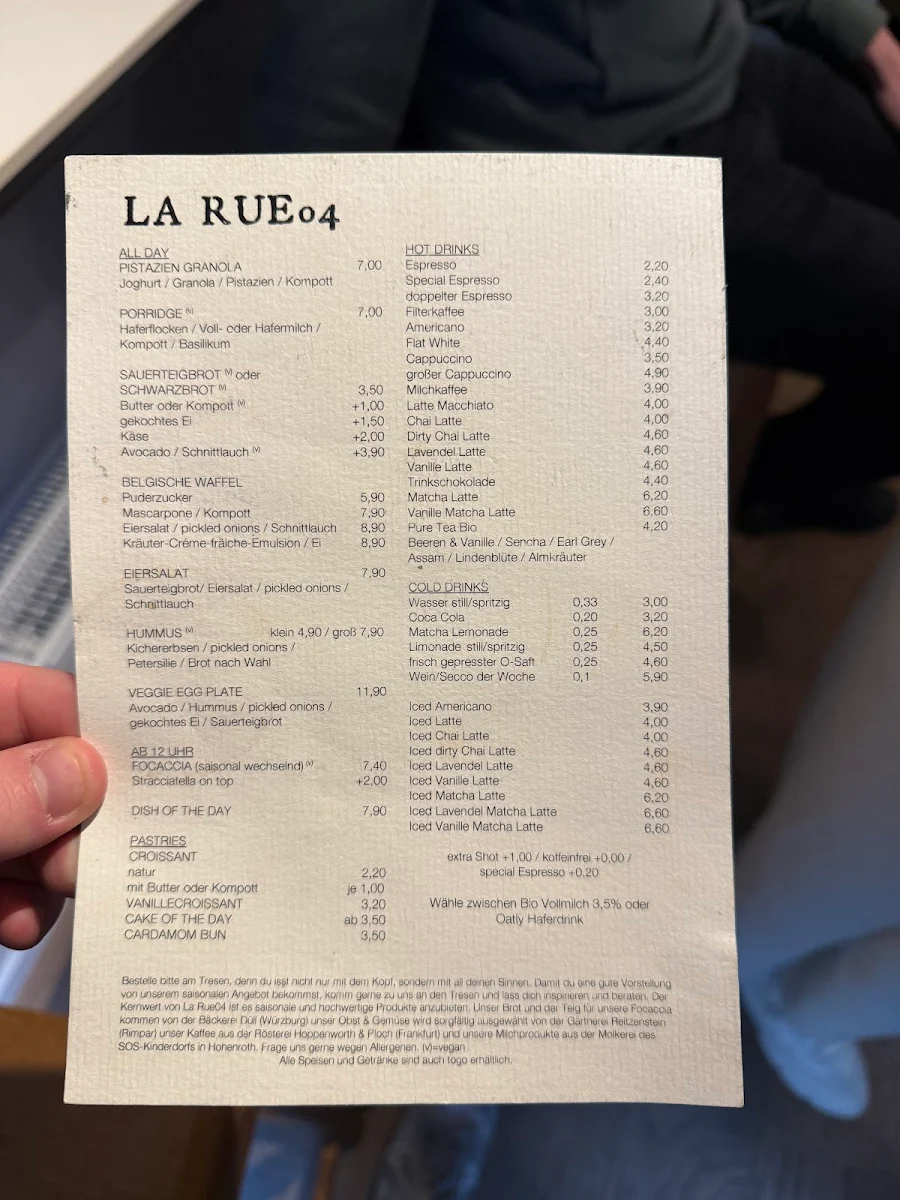 Speisekarte, La Rue04