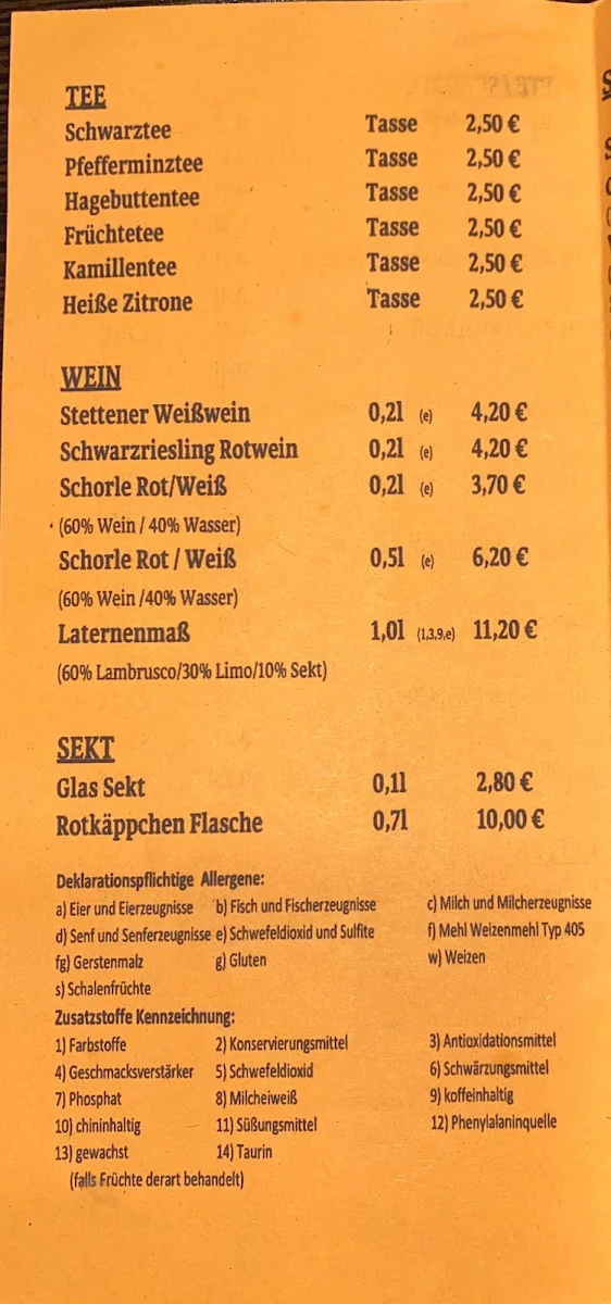 Speisekarte, CityPub202