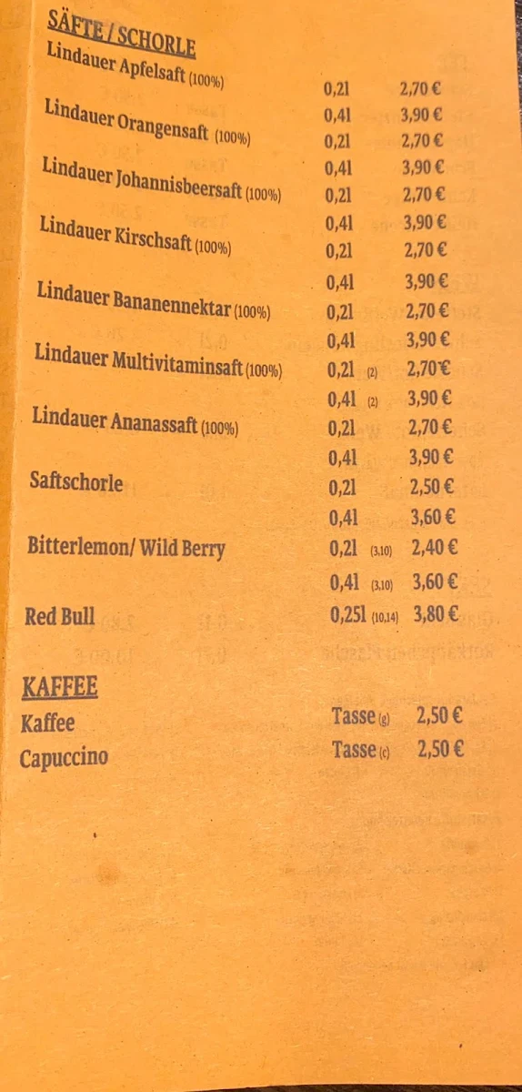 Speisekarte, CityPub202