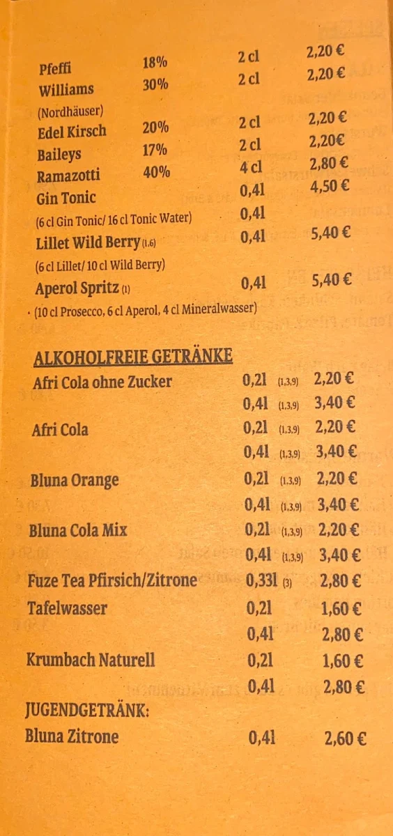 Speisekarte, CityPub202