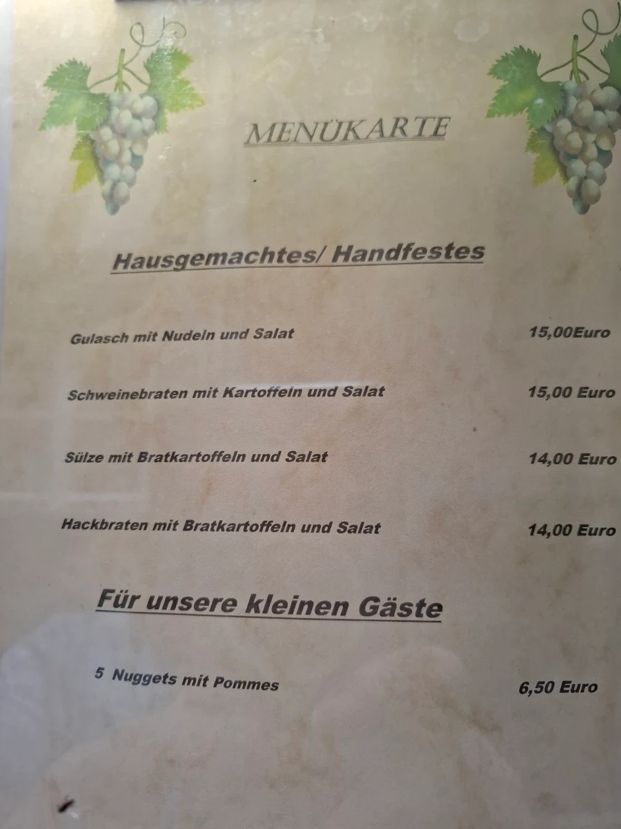 Speisekarte, Gaststätte am Balduinstor